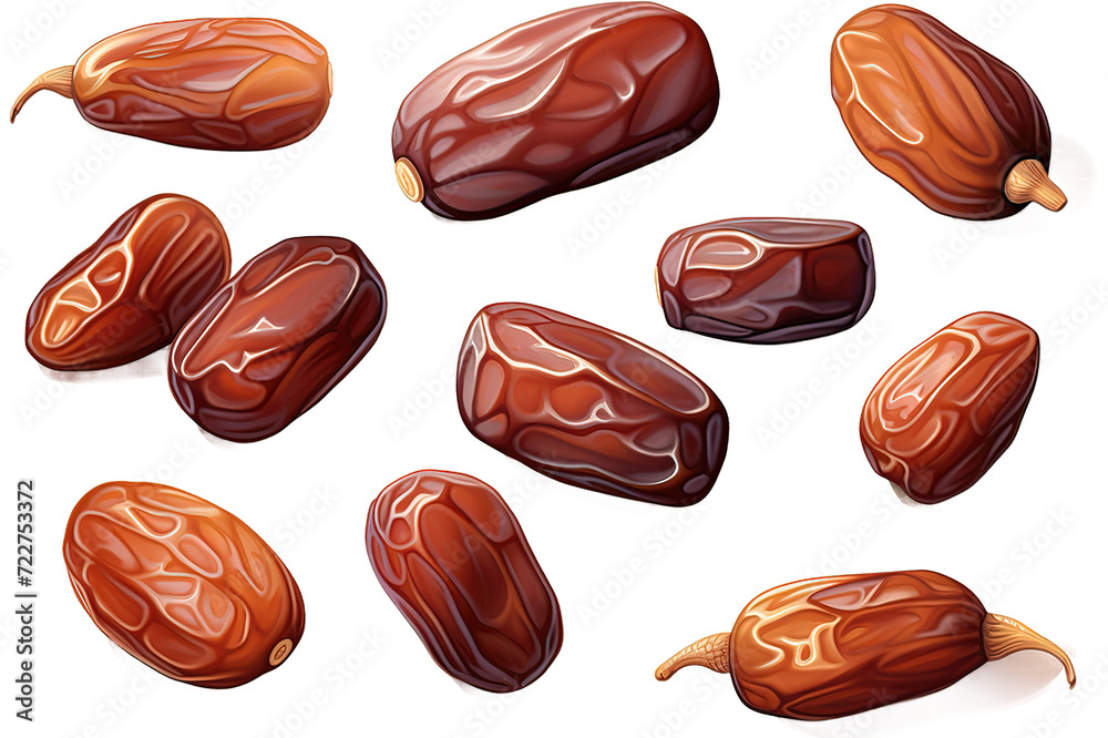 Plate with dried dates for Ramadan isolated on a Transparent background. Generative AI Plate with dried dates for Ramadan isolated on a Transparent background. Generative AI