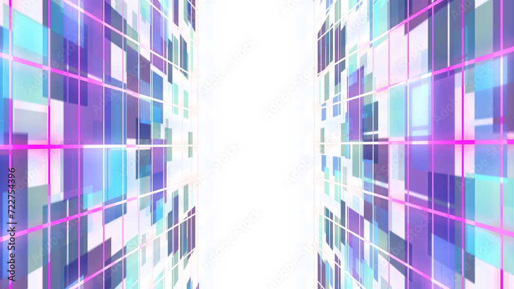 Digital technology data cyber surface grid glowing neon light