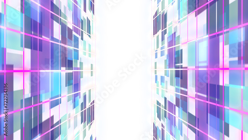 Obraz na płótnie Digital technology data cyber surface grid glowing neon light w salonie