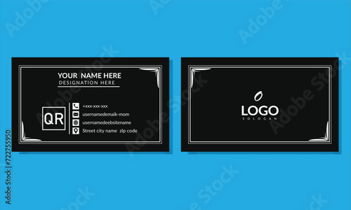 Simple And Clean Business & Visiting  Card Template, Double Sided Abstract Business Card With Vector Illustration. white and black Colour
