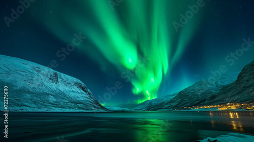 Norway tromps go finnmark green northern lights © Ashley