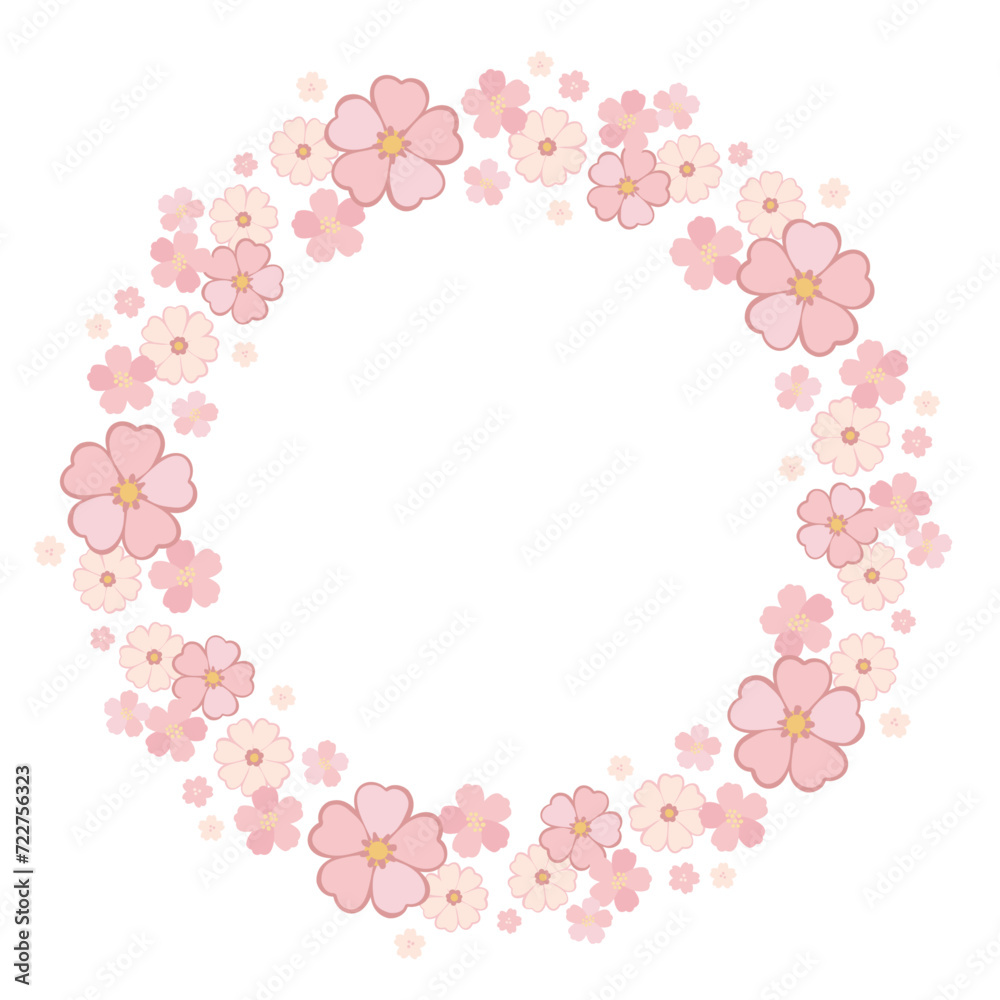 桜のベクター丸フレーム／春の季節