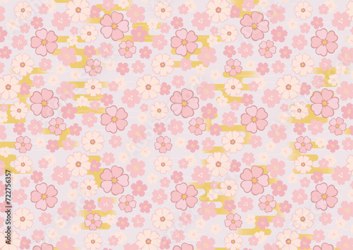 桜のシームレスパターンテクスチャ／春の季節／ベクター