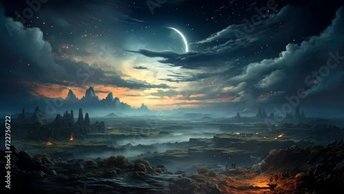 Moonlit Silhouettes: Hills Bathed in the Glow of the Night