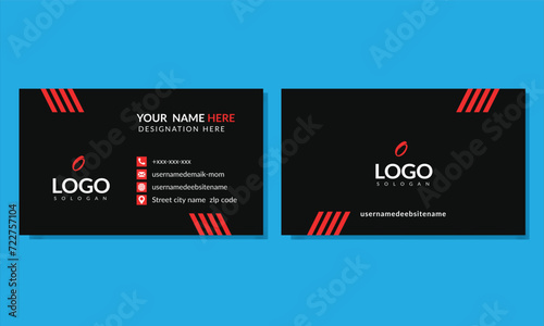 Clean and modern business card template - Red and  black color professional business card design By Use Personal Infomation