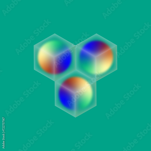 Frosted Glass Cubes with coloured spheres.