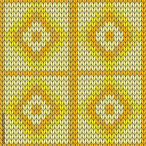 Yellow knitted pattern. knitted vector pattern. Seamless gradient pattern for clothing, wrapping paper, backdrop, background, gift card.