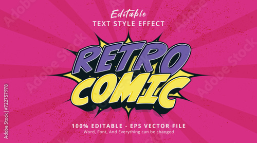 Retro Comic Editable Text Effect, 3d Comic effect style photo