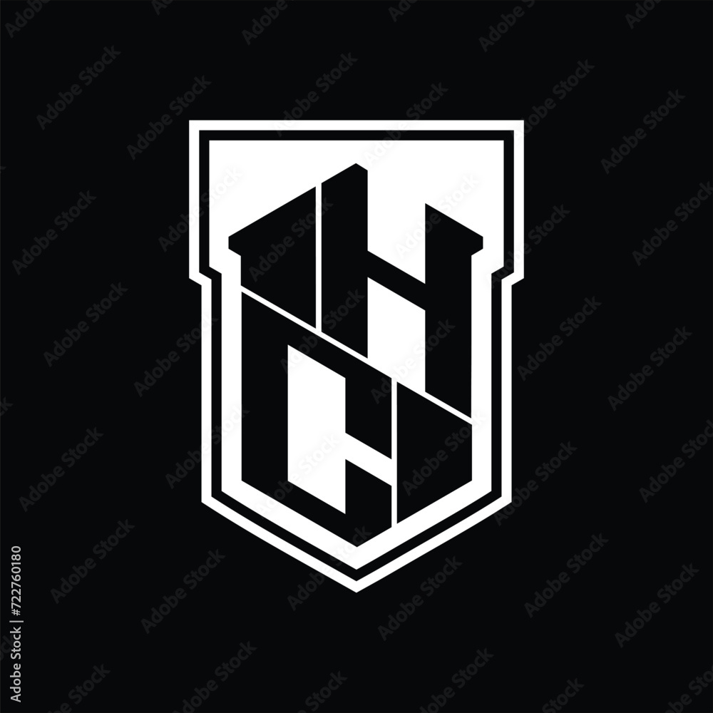 HC Logo monogram hexagon geometric up and down inside shield isolated style design template HC Logo monogram hexagon geometric up and down inside shield isolated style design template