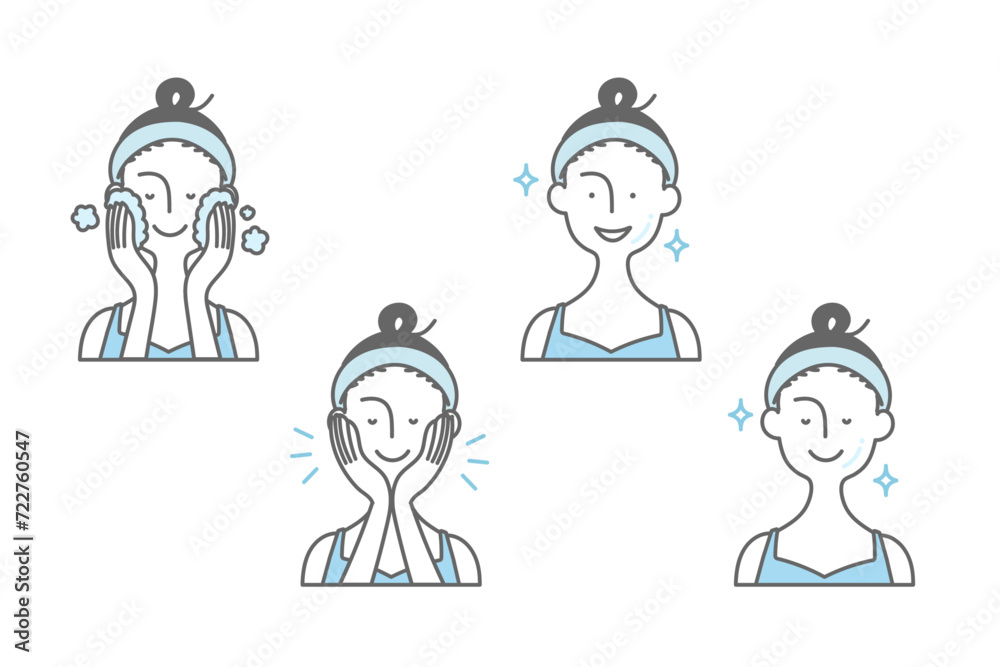 llustration set of woman taking care of skin/スキンケアをする女性のイラストセット
llustration set of woman taking care of skin/スキンケアをする女性のイラストセット