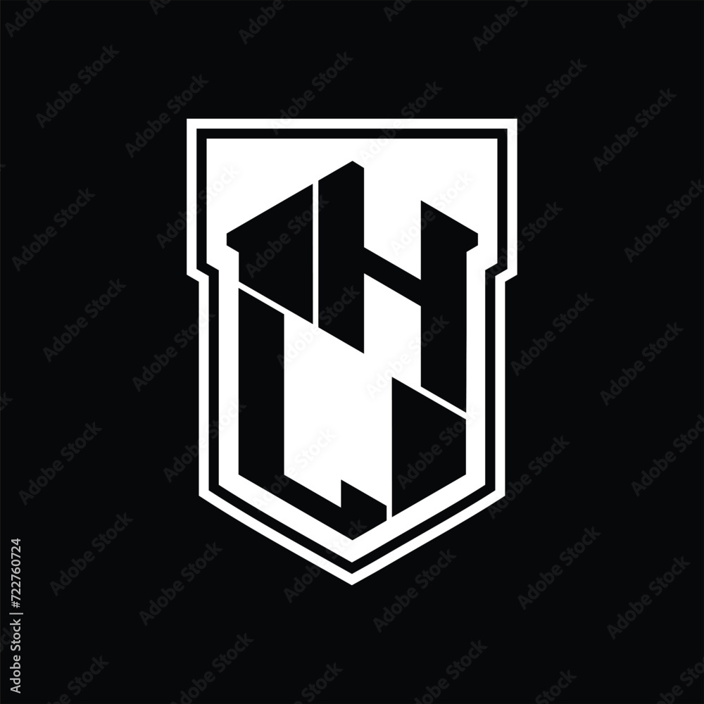 HL Logo monogram hexagon geometric up and down inside shield isolated style design template HL Logo monogram hexagon geometric up and down inside shield isolated style design template