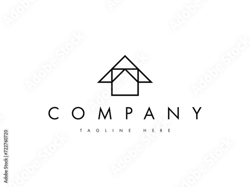 real estate house line logo design