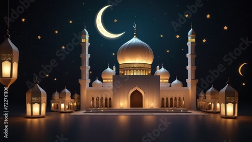 Muslim mosque beautiful illustration. Ramadan, the holy month of muslims © Eureka Design