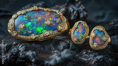 An organically shaped Australian opal and diamond