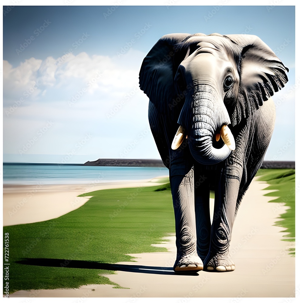 Obraz premium elephant on sea side