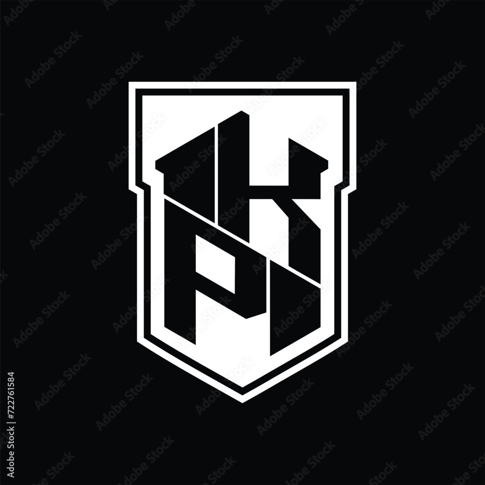 KP Logo monogram hexagon geometric up and down inside shield isolated style design template KP Logo monogram hexagon geometric up and down inside shield isolated style design template