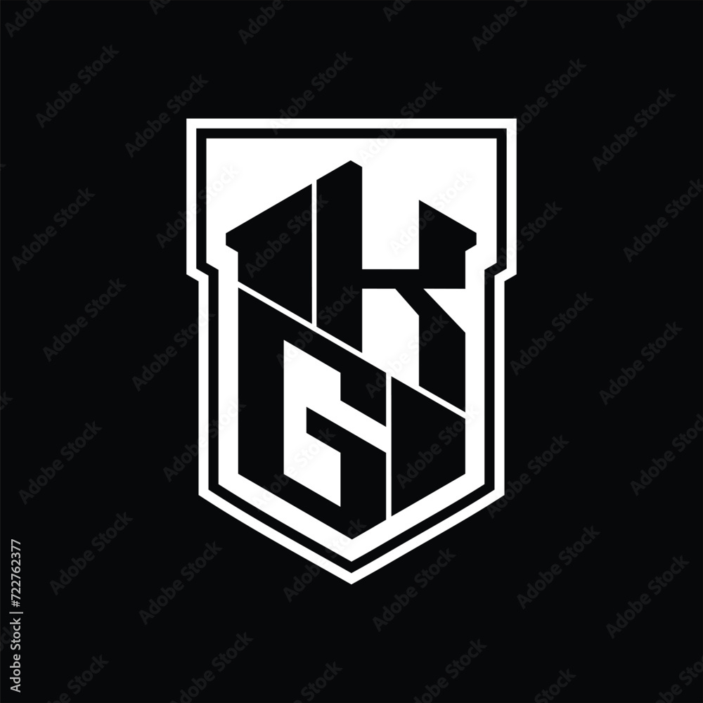 KG Logo monogram hexagon geometric up and down inside shield isolated style design template KG Logo monogram hexagon geometric up and down inside shield isolated style design template