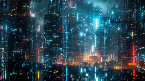Night city background cyber city background © Ashley