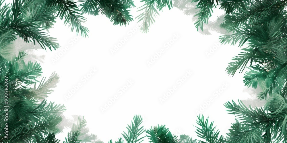 background with thin christmas pine trees and copyspace in the center
