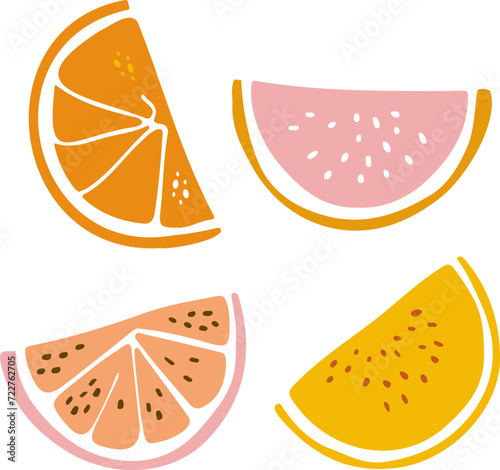 Lemon illustration. inspirational card with doodles lemons, orange isolated on background. Colorful illustration for greeting cards or prints.