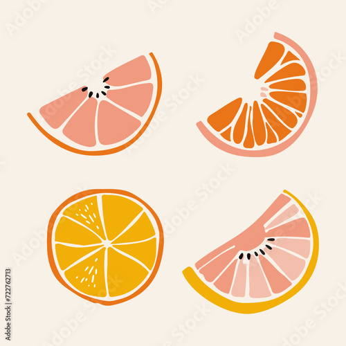 Lemon illustration. inspirational card with doodles lemons, orange isolated on background. Colorful illustration for greeting cards or prints.