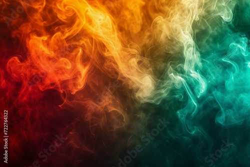 Vibrant Smoke Plumes In Red, Yellow, And Green Hues. Black History Month Background. AI Generated.