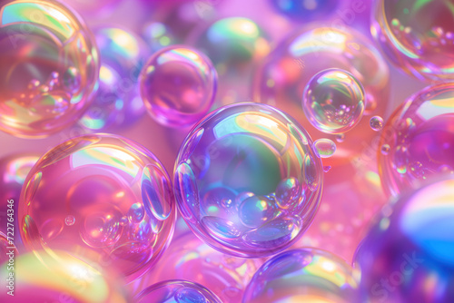 Abstract background with colorful iridescent balls. Background image. Created with Generative AI technology