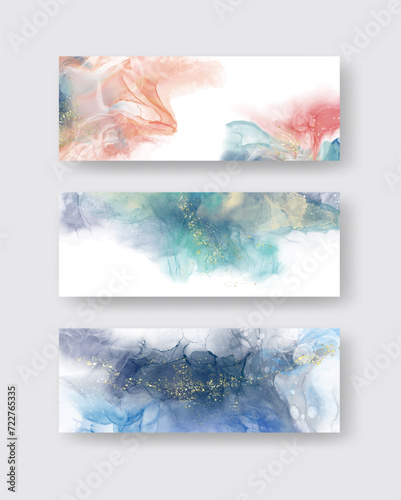 Luxury abstract background set of marble liquid ink art. © sdmix