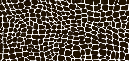 Snake reptile, dinosaur or crocodile skin pattern, croc animal leather background. Vector monochrome seamless texture with distinctive scales and smooth surface, evoking a sense of wild elegance