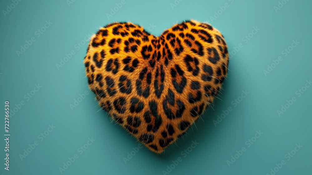 A chic, leopard heart design with a twist of high-fashion, vibrant color splashes,