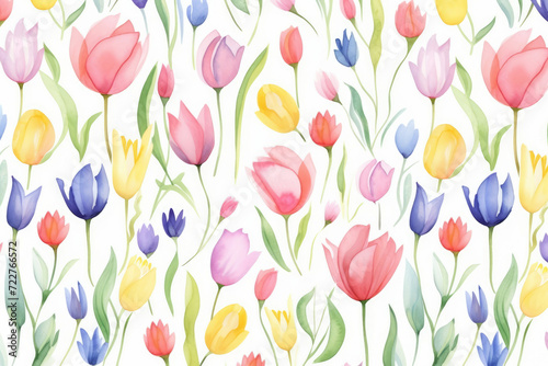 Nature wallpaper floral background tulip summer spring pattern illustration seamless flower leaf