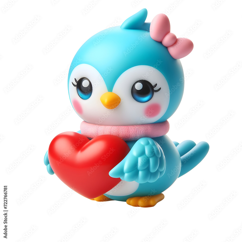toy lovebird holding love