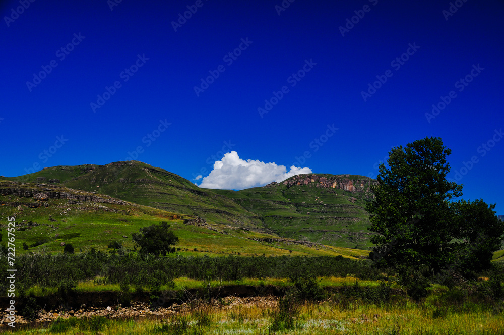 Landscape view of the Southern Maloti Drakensberg mountains in Cobham Nature Reserve.