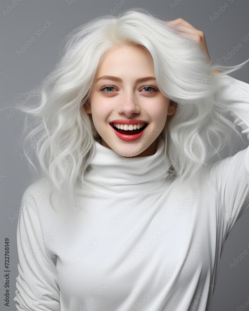 Portrait of a Young and Cute Woman in Albinism