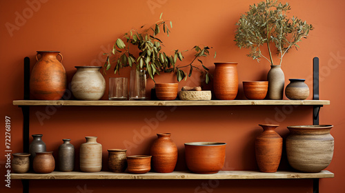 Earthy tones of terracotta transitioning into a warm
