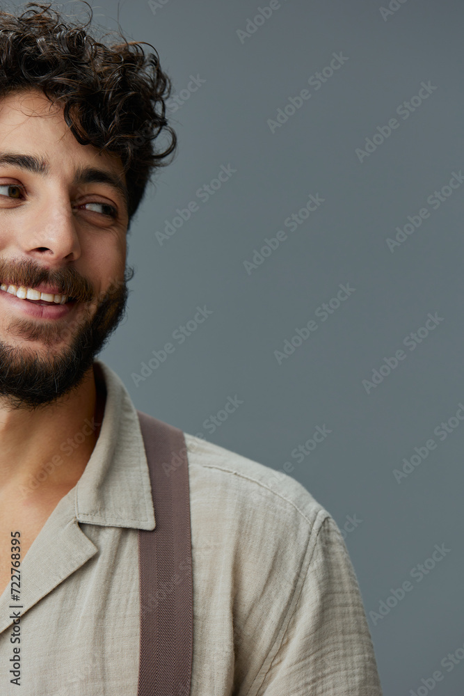Obraz premium Person man attractive young background happy isolated adult portrait face cheerful confidence model