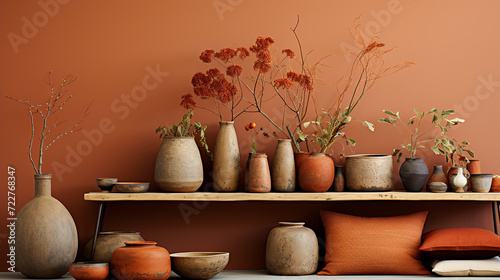 Earthy tones of terracotta transitioning into a warm