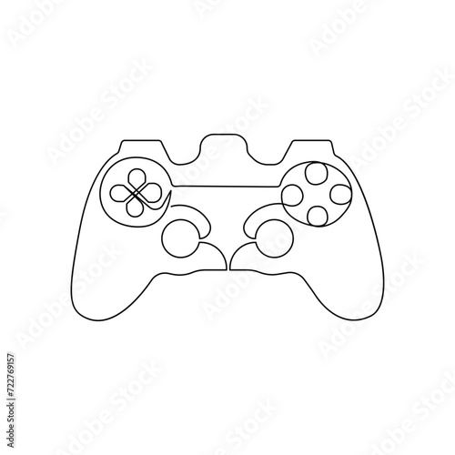 Continuous one-line drawing of the game controller and single-line art of the joystick controller outline vector illustration