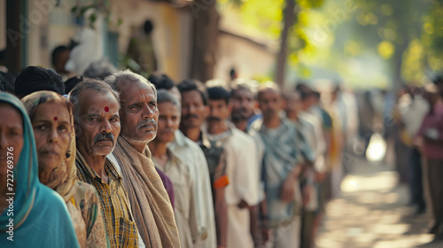 Indian election scene with high-quality imagery of a crowded polling station