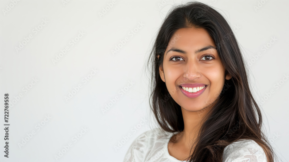 Happy close-up of an Indian woman showcasing professional confidence Happy close-up of an Indian woman showcasing professional confidence