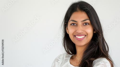 Happy close-up of an Indian woman showcasing professional confidence
