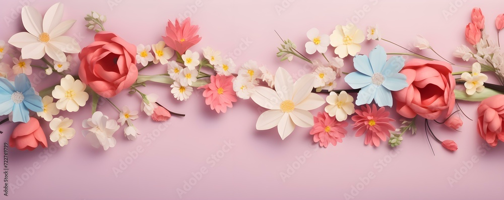 Beautiful Paper Flowers Adorning a Pink Background