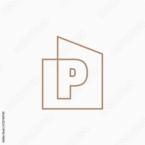 p Letter House Monogram Home mortgage architect architecture logo vector icon illustration