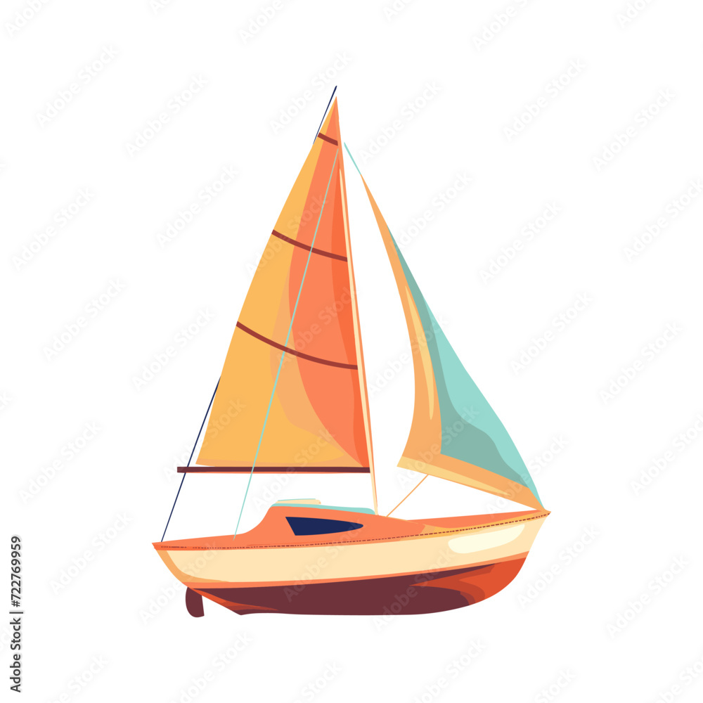 Sail boat isolated on white background. Vector illustration.