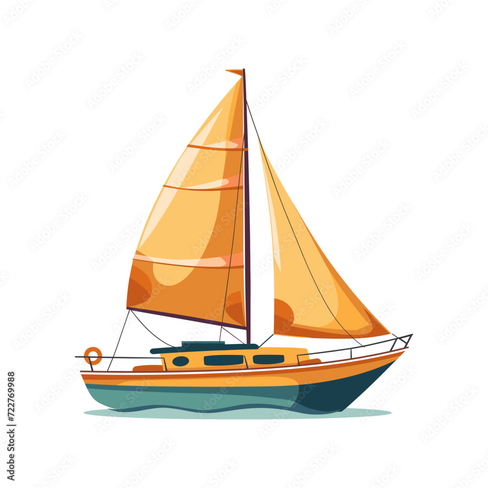 Fototapeta premium Sail boat isolated on white background. Vector illustration.