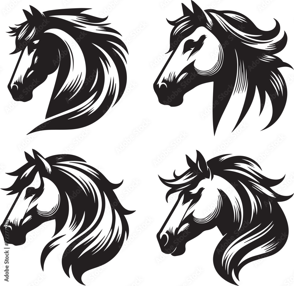 Obraz premium Vector silhouette of a hourse's head 