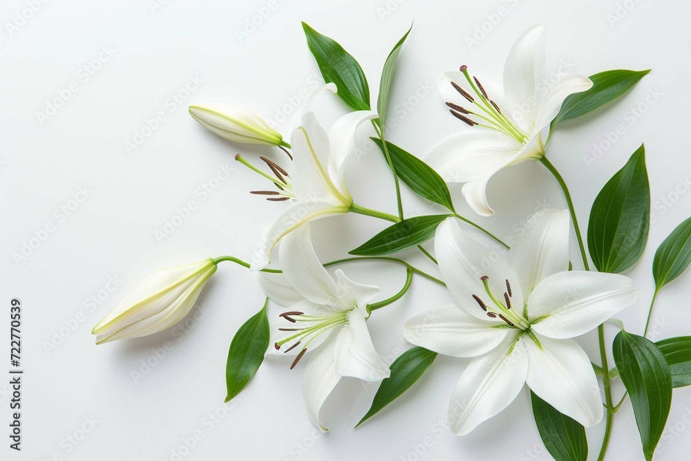 Lilies on white background