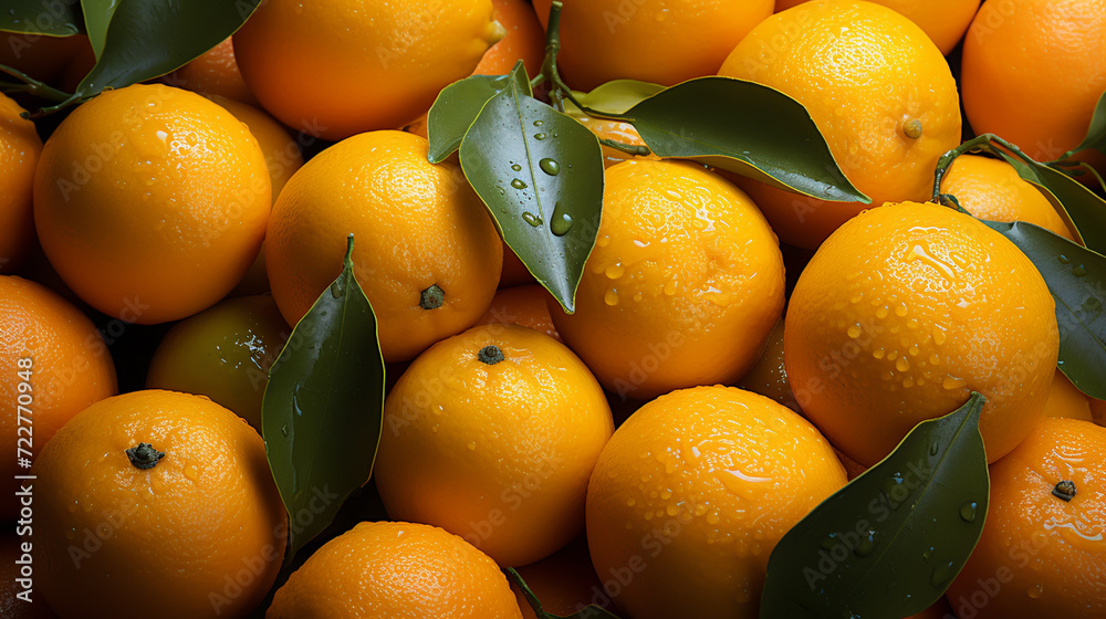 Fresh mandarin oranges fruit or tangerines with leaves, as background Fresh mandarin oranges fruit or tangerines with leaves, as background