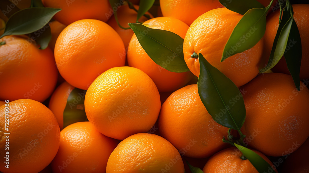 Fresh mandarin oranges fruit or tangerines with leaves, as background Fresh mandarin oranges fruit or tangerines with leaves, as background