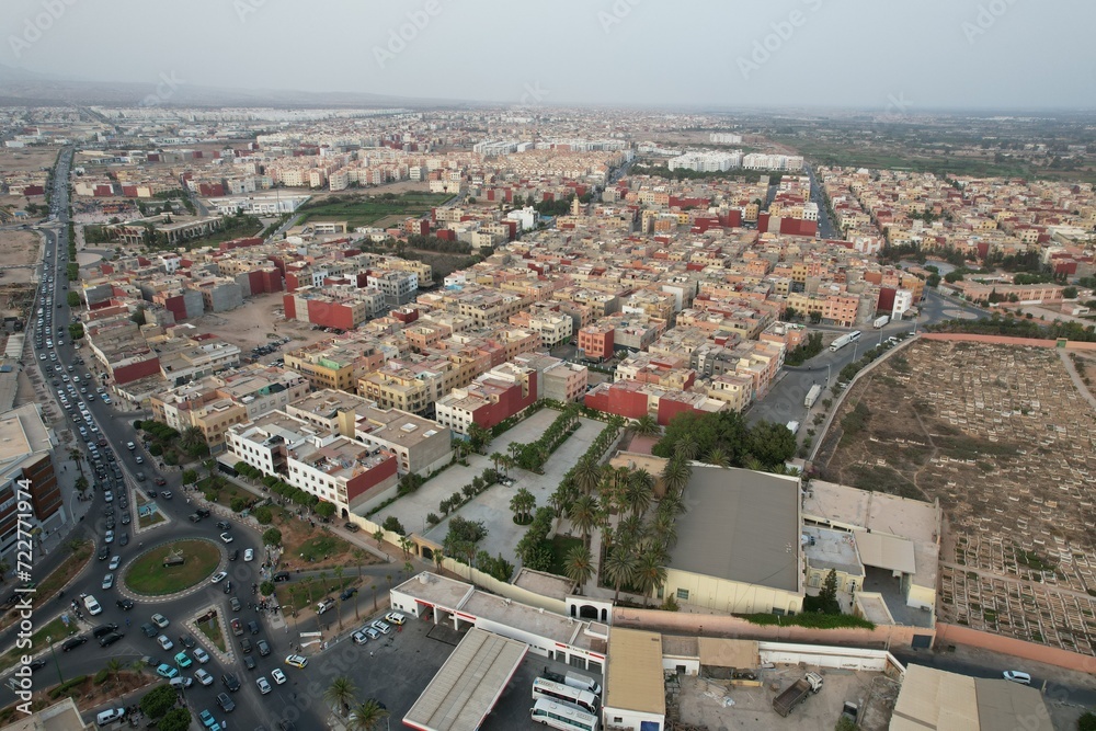 City images captured by drones in the Moroccan city of Dcheira
